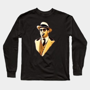 Robert De Niro smoking Al Capone mafia gangster movie Untouchables painting brown Long Sleeve T-Shirt